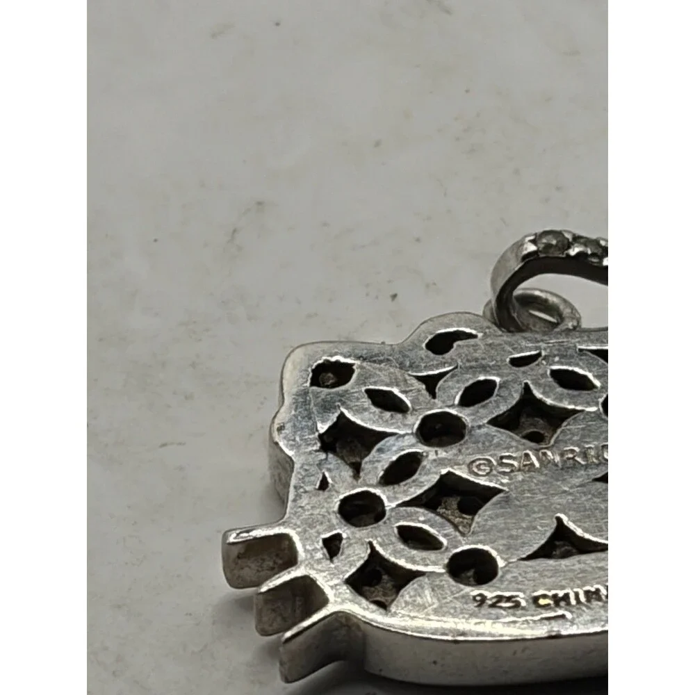 Hello Kitty Sterling Silver Sanrio Rhinestone Head Pendant 925